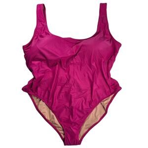 R J.Crew Heritage Scoopback One Piece Swimsuit Fuchsia Pink Womens Size 22
